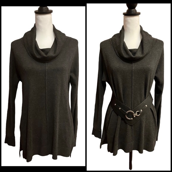 JOAN VASS Cowl Neck Tunic Sweater - Picture 1 of 14